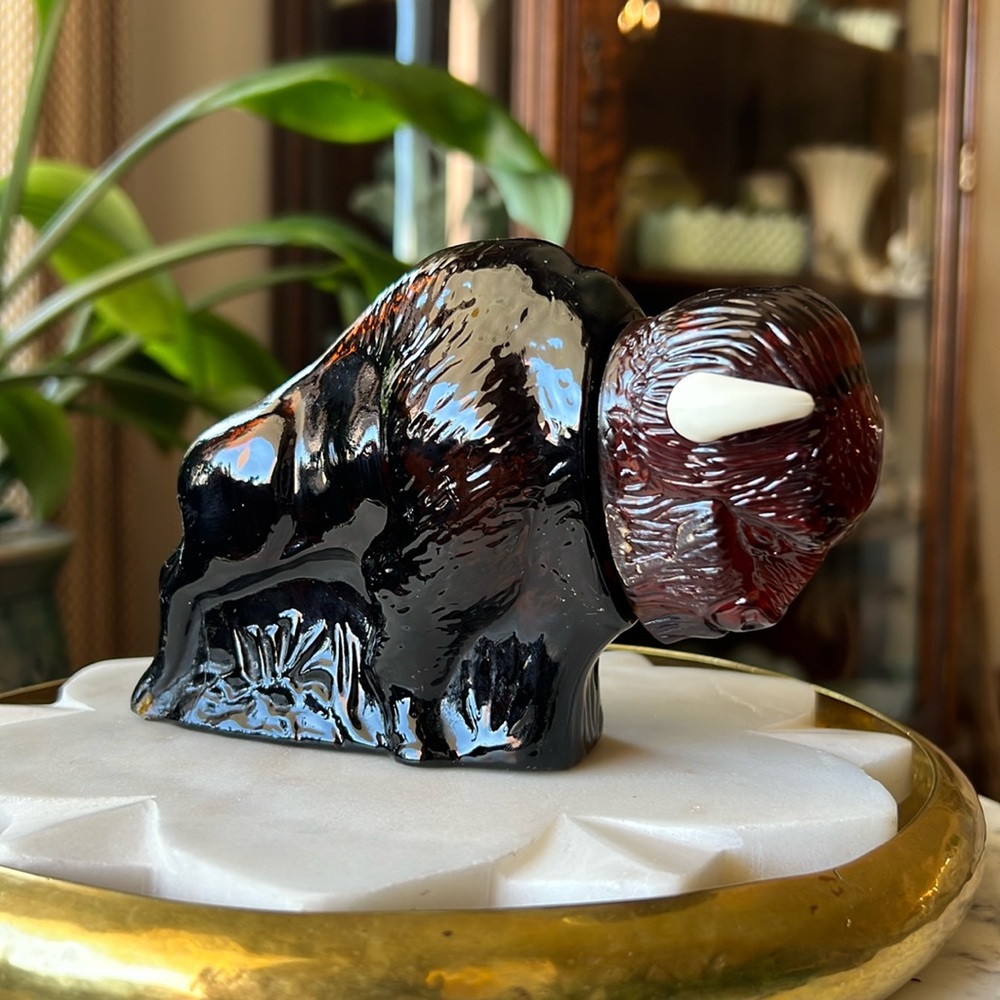 Vintage Avon American Buffalo Wild Country After Shave Decanter Glass Bottle